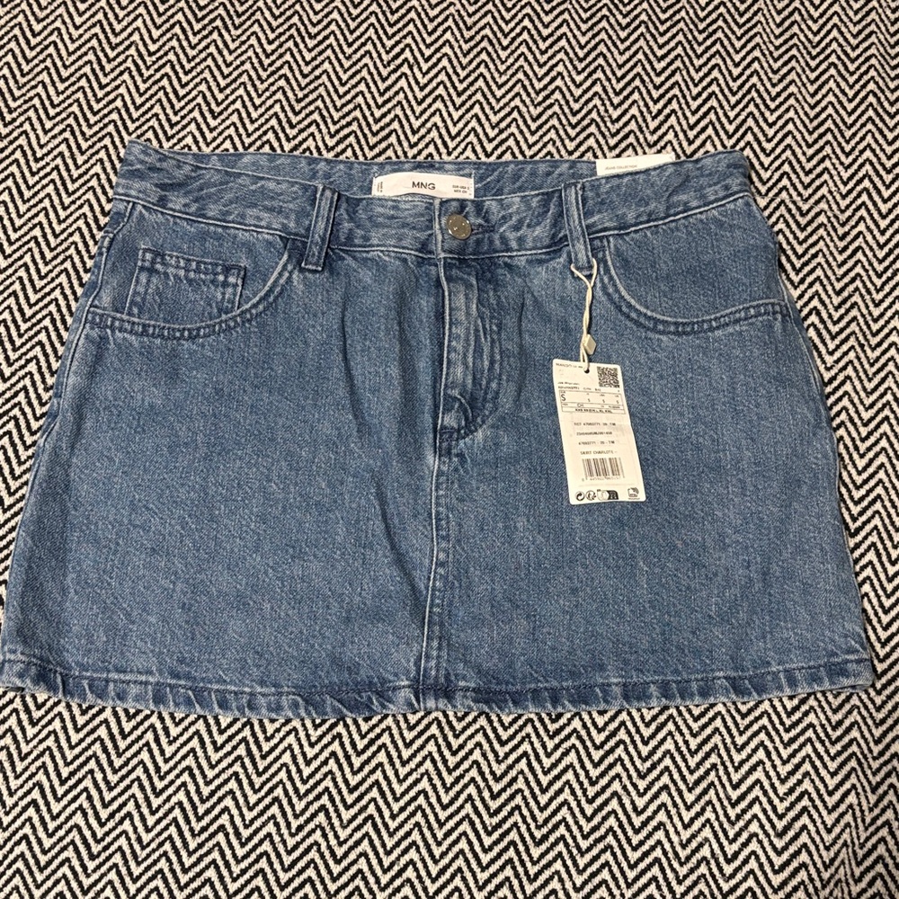 Mango Light Blue Denim Mini Skirt